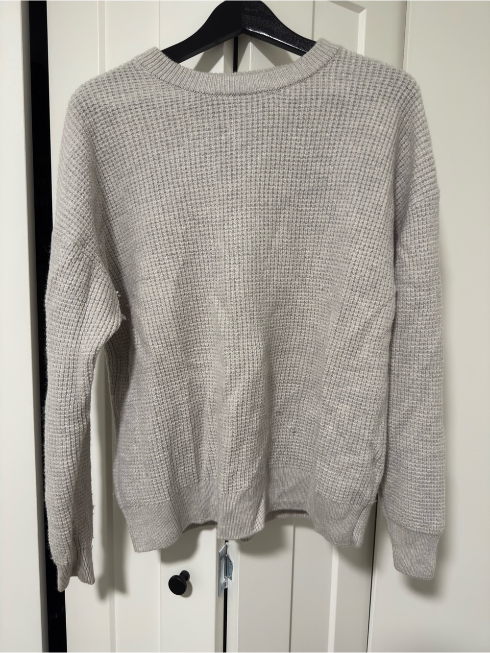 Wilfred Light Gray Waffle Knit Women's Sweater Classic Crewneck
